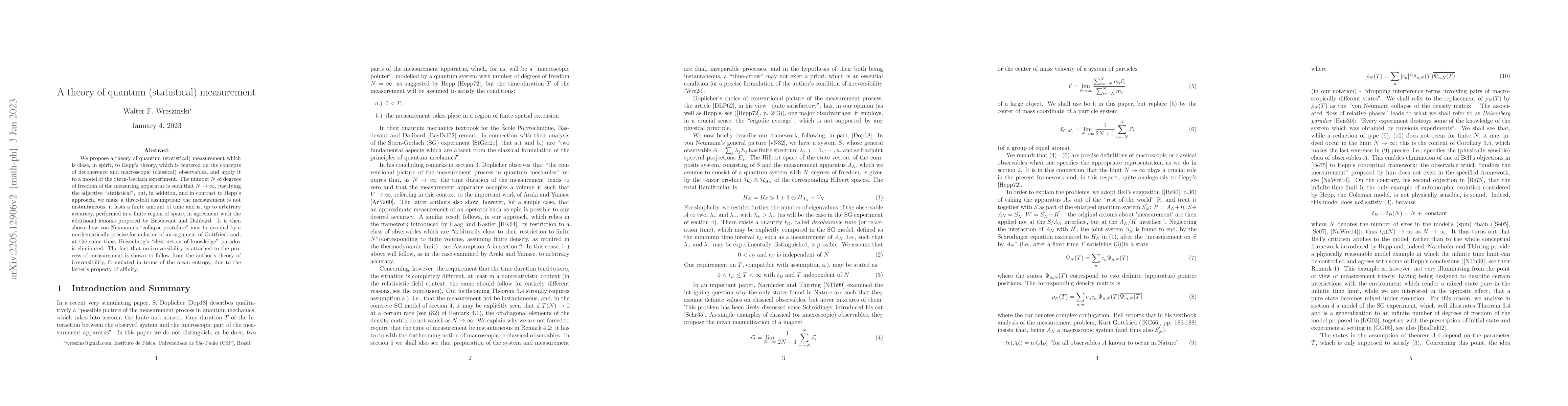 Thumbnail for A theory of quantum (statistical) measurement