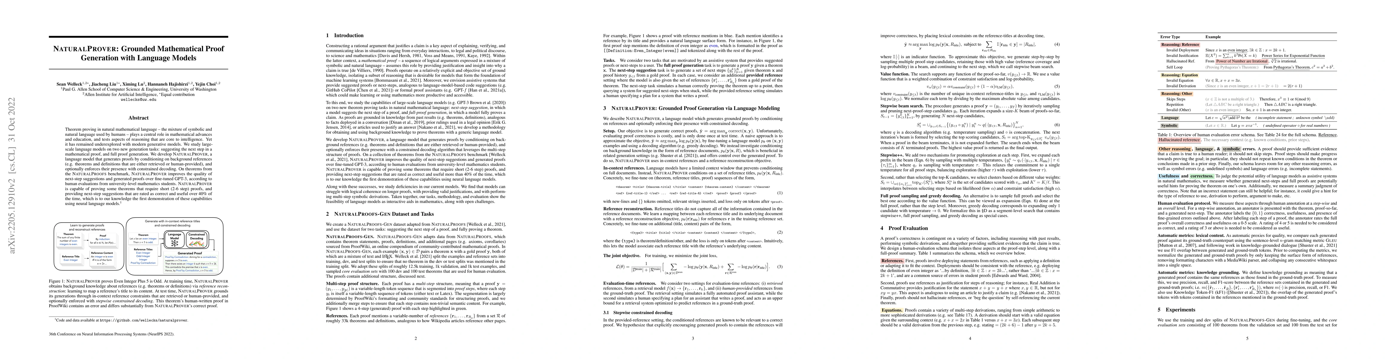 Thumbnail for NaturalProver: Grounded Mathematical Proof Generation with Language
  Models