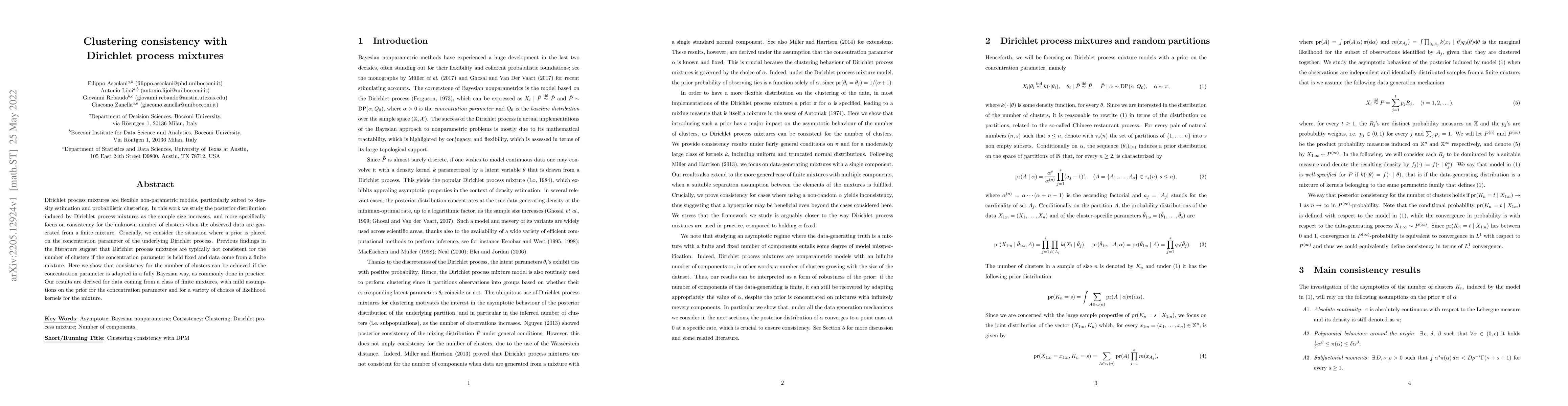 Thumbnail for Clustering consistency with Dirichlet process mixtures
