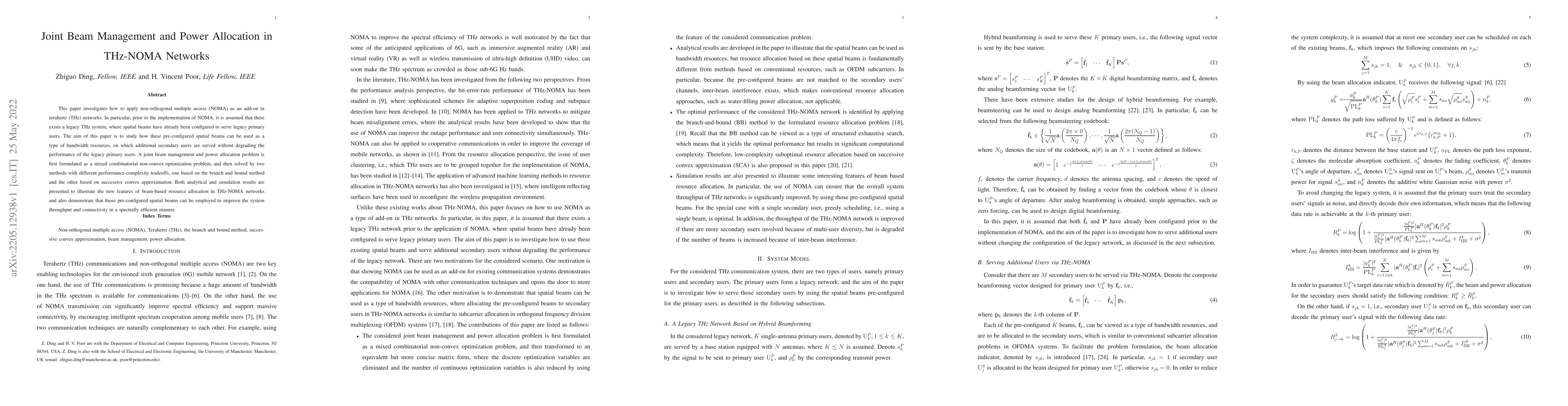 Thumbnail for Joint Beam Management and Power Allocation in THz-NOMA Networks