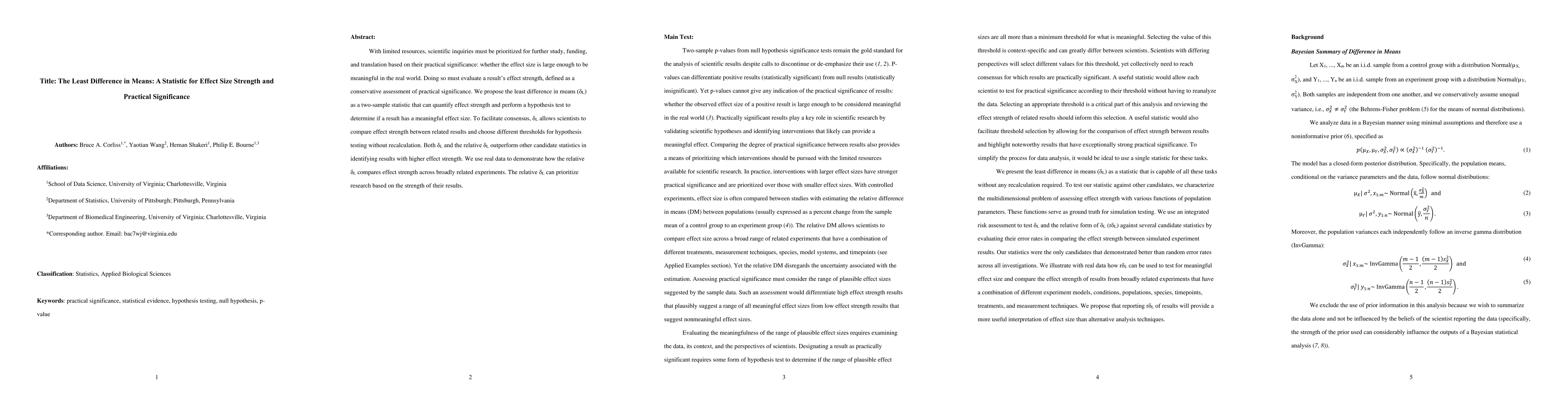 Thumbnail for The Least Difference in Means: A Statistic for Effect Size Strength and
  Practical Significance