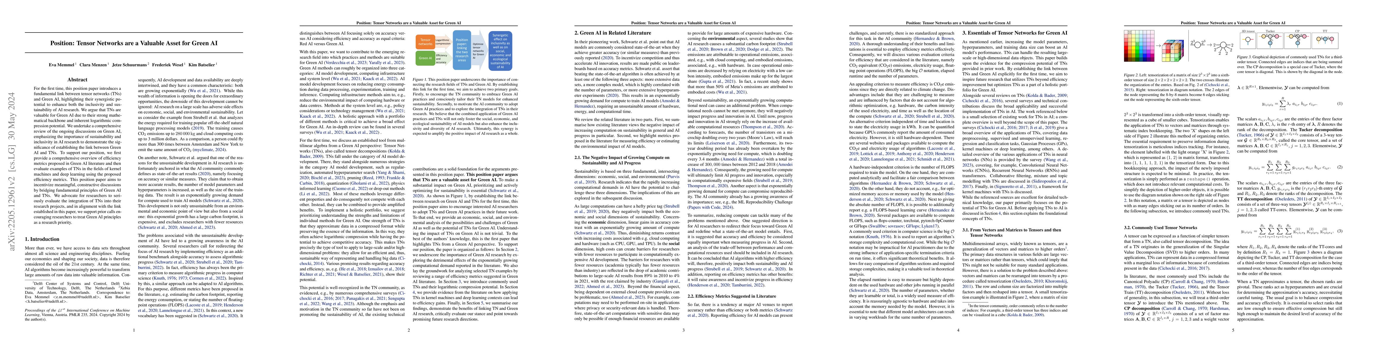 Thumbnail for Position: Tensor Networks are a Valuable Asset for Green AI