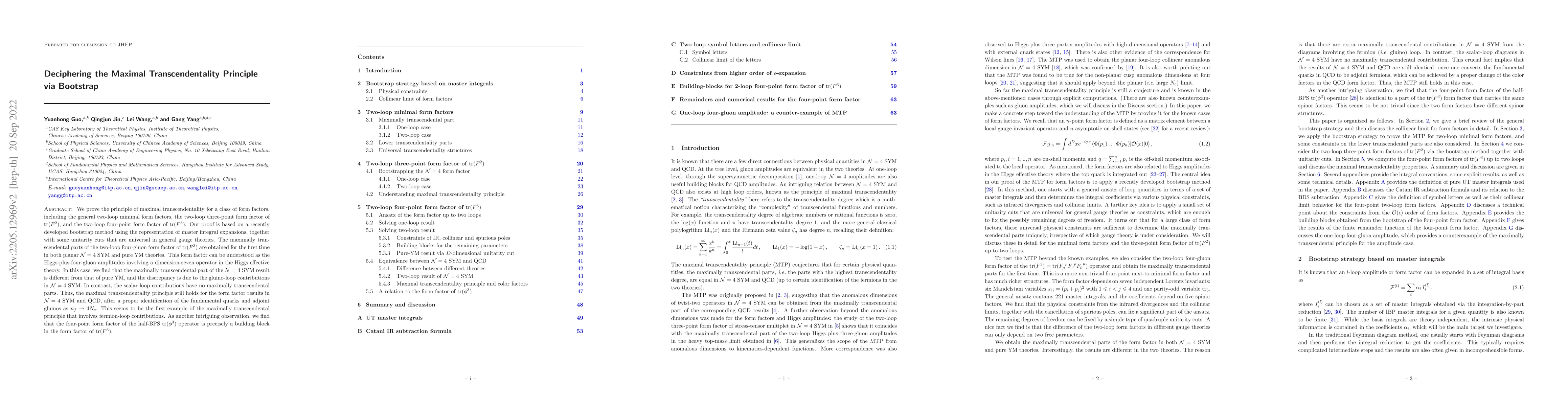 Thumbnail for Deciphering the Maximal Transcendentality Principle via Bootstrap