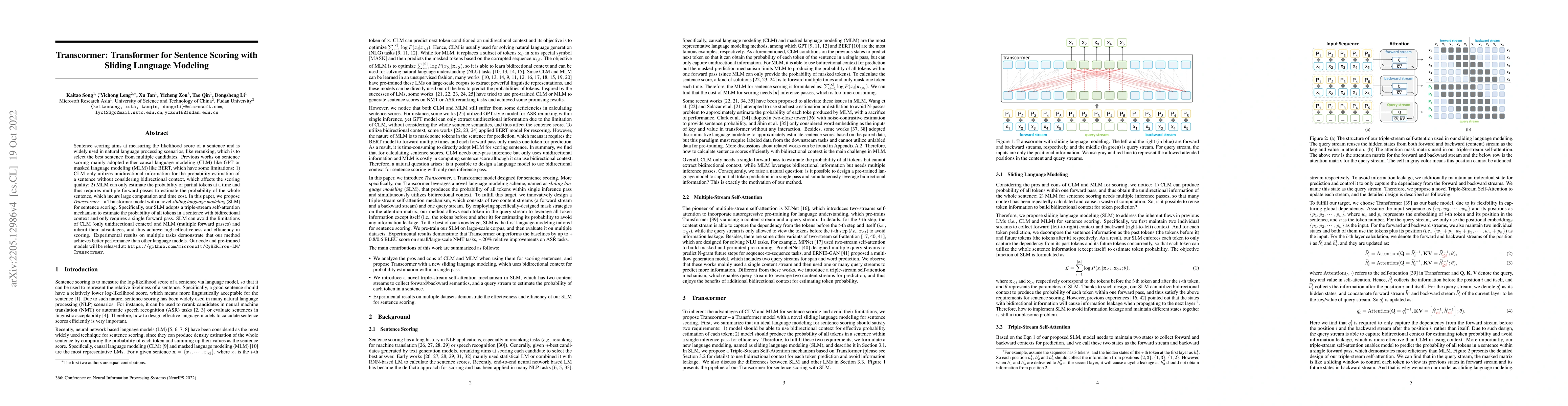 Thumbnail for Transcormer: Transformer for Sentence Scoring with Sliding Language
  Modeling