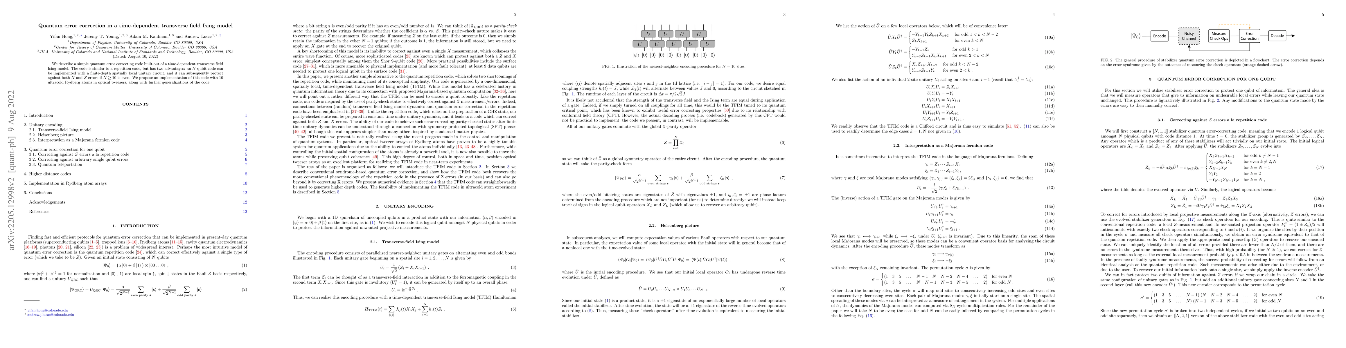 Thumbnail for Quantum error correction in a time-dependent transverse field Ising
  model