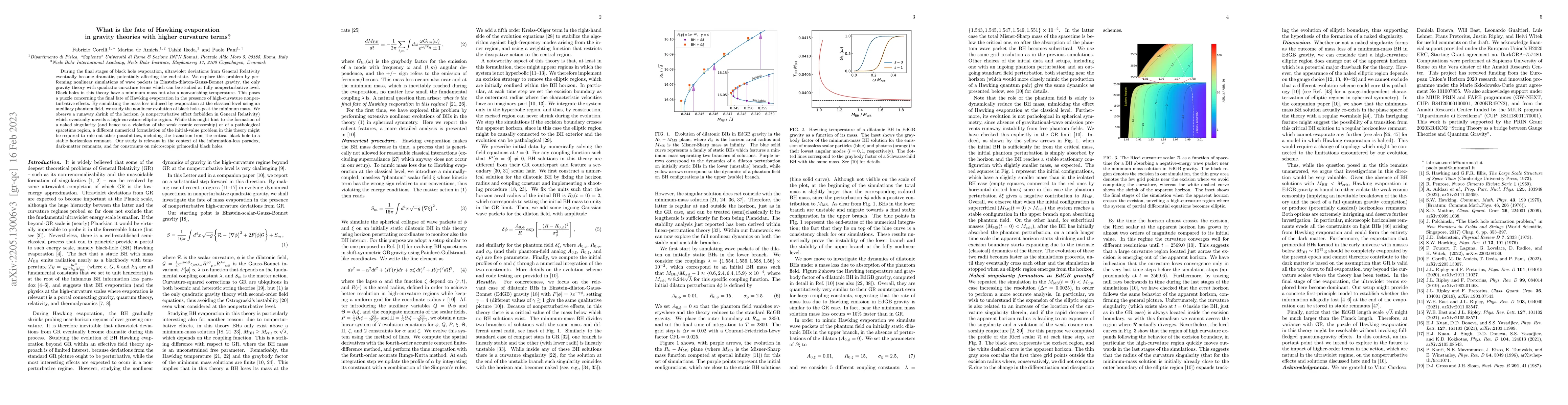Thumbnail for What is the fate of Hawking evaporation in gravity theories with higher
  curvature terms?