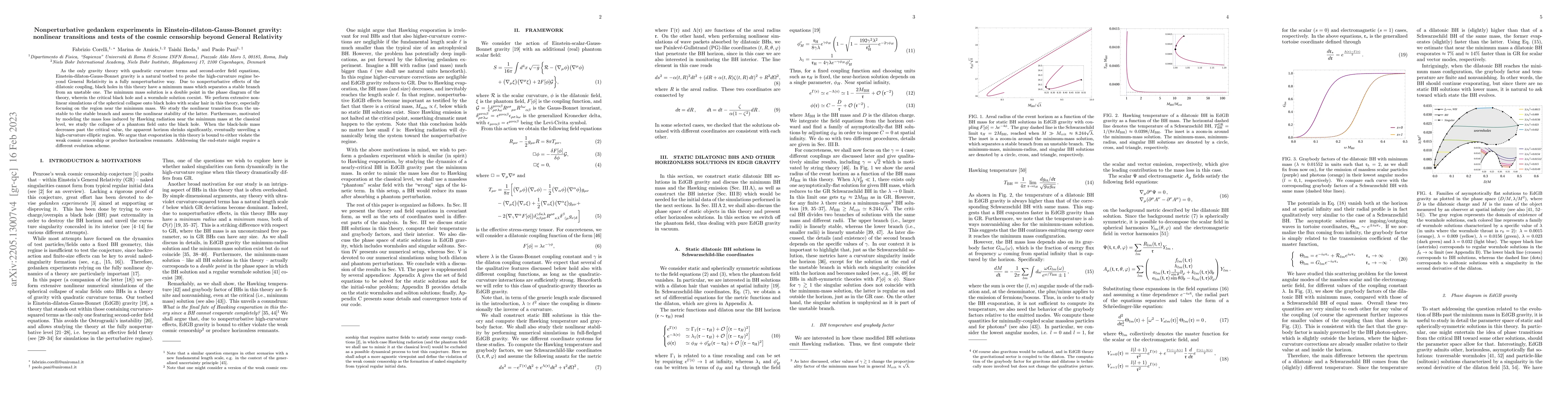 Thumbnail for Nonperturbative gedanken experiments in Einstein-dilaton-Gauss-Bonnet
  gravity: nonlinear transitions and tests of the cosmic censorship beyond
  General Relativity