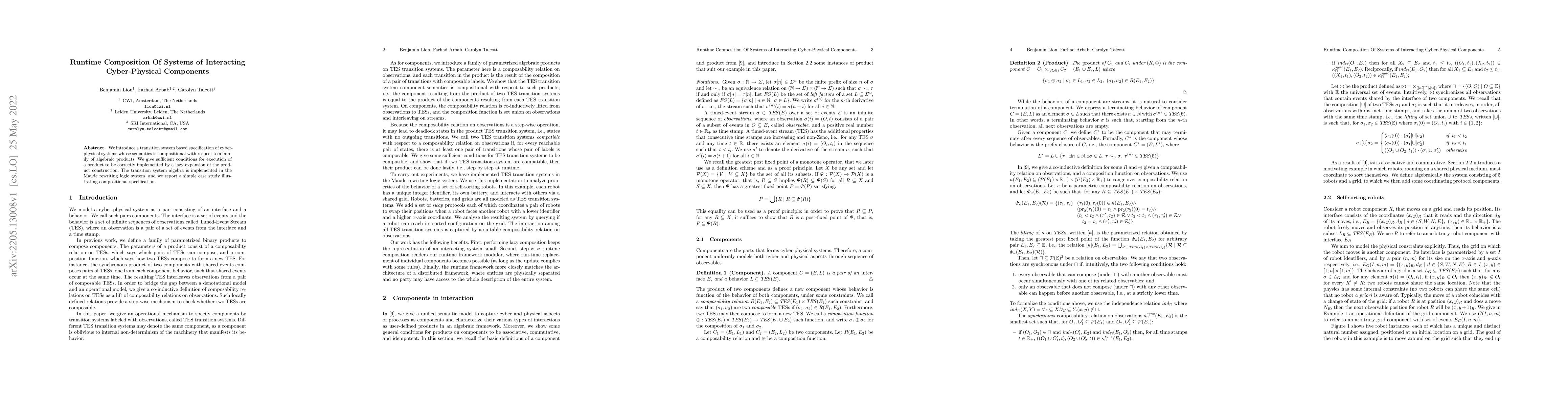 Thumbnail for Runtime Composition Of Systems of Interacting Cyber-Physical Components
