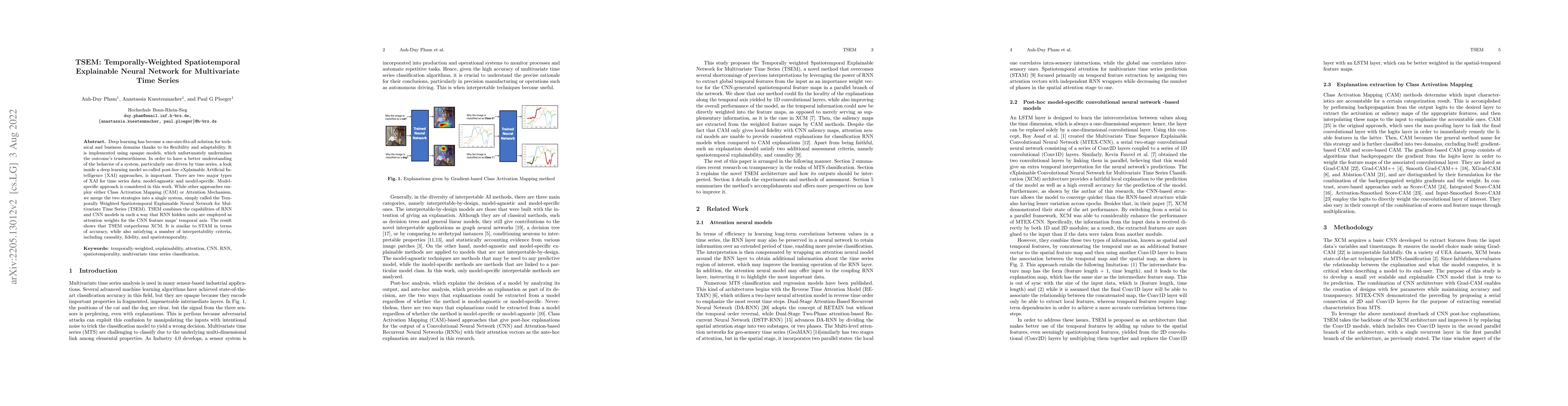 Thumbnail for TSEM: Temporally Weighted Spatiotemporal Explainable Neural Network for
  Multivariate Time Series
