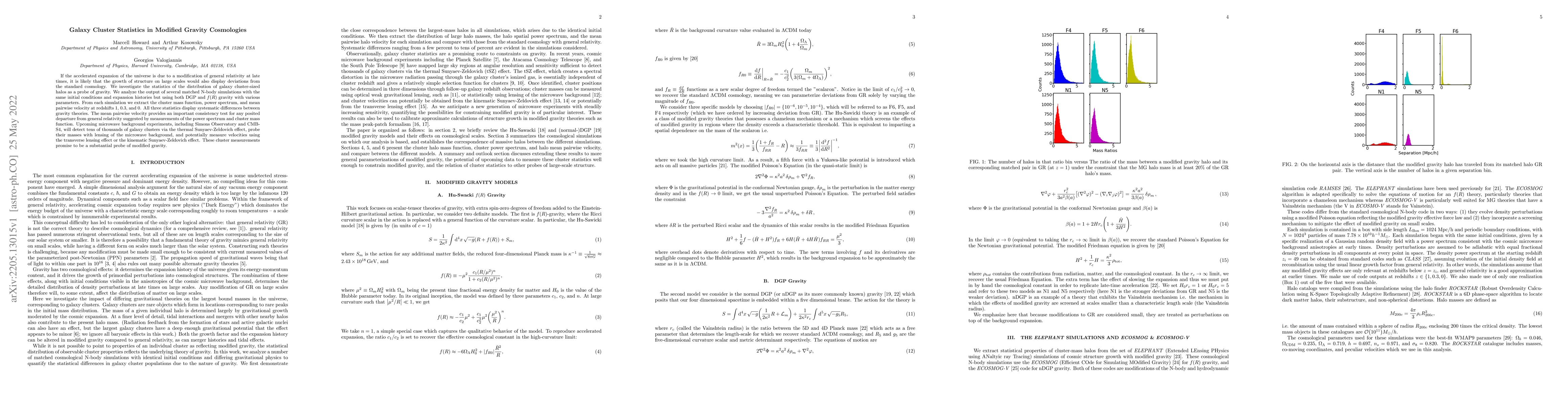 Thumbnail for Galaxy Cluster Statistics in Modified Gravity Cosmologies