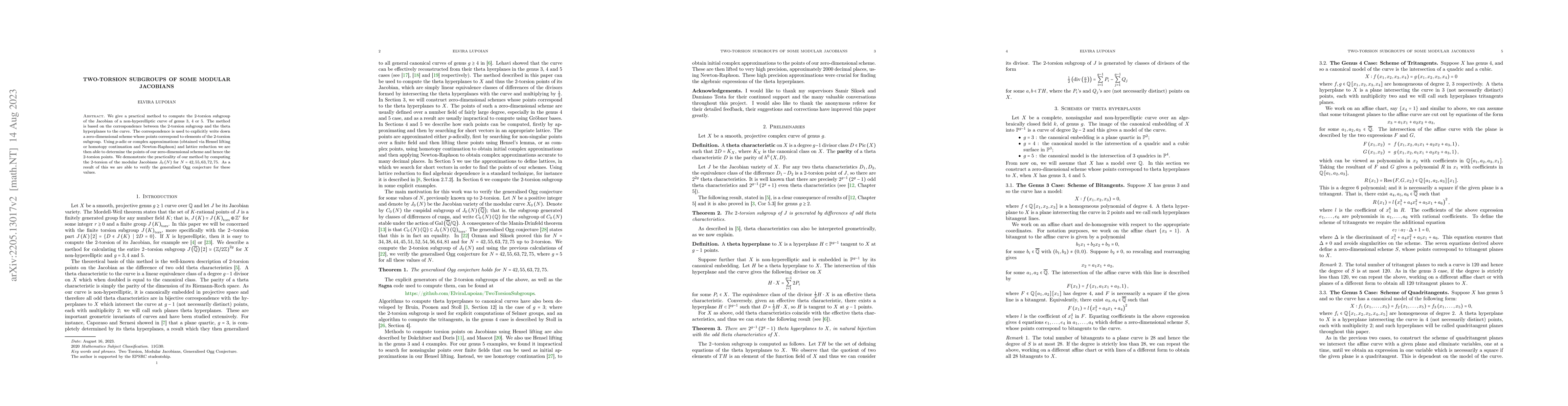 Thumbnail for Two-Torsion Subgroups of some Modular Jacobians