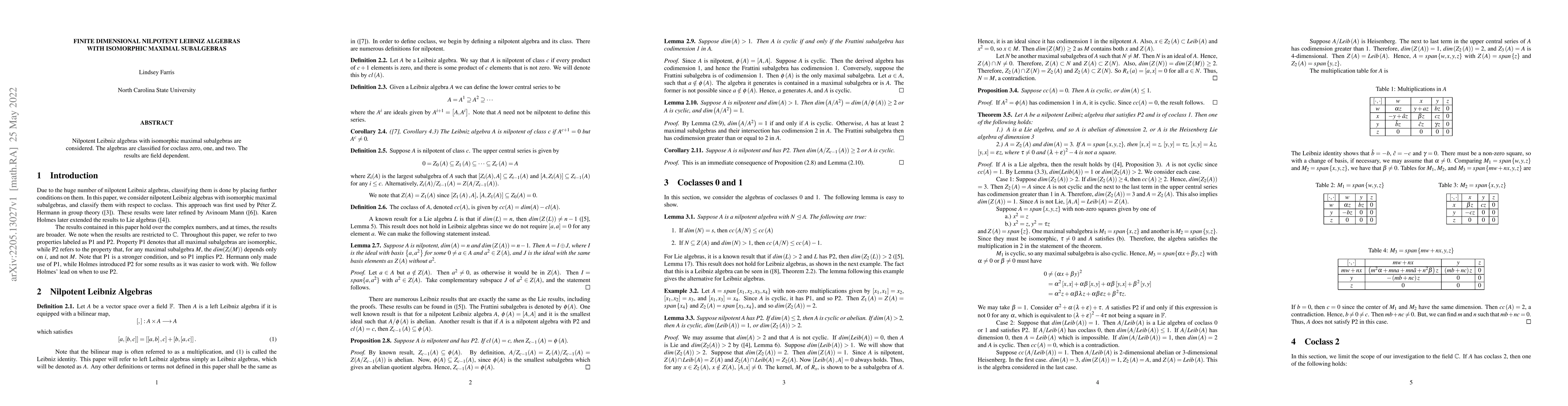 Thumbnail for Finite Dimensional Nilpotent Leibniz Algebras with Isomorphic Maximal
  Subalgebras