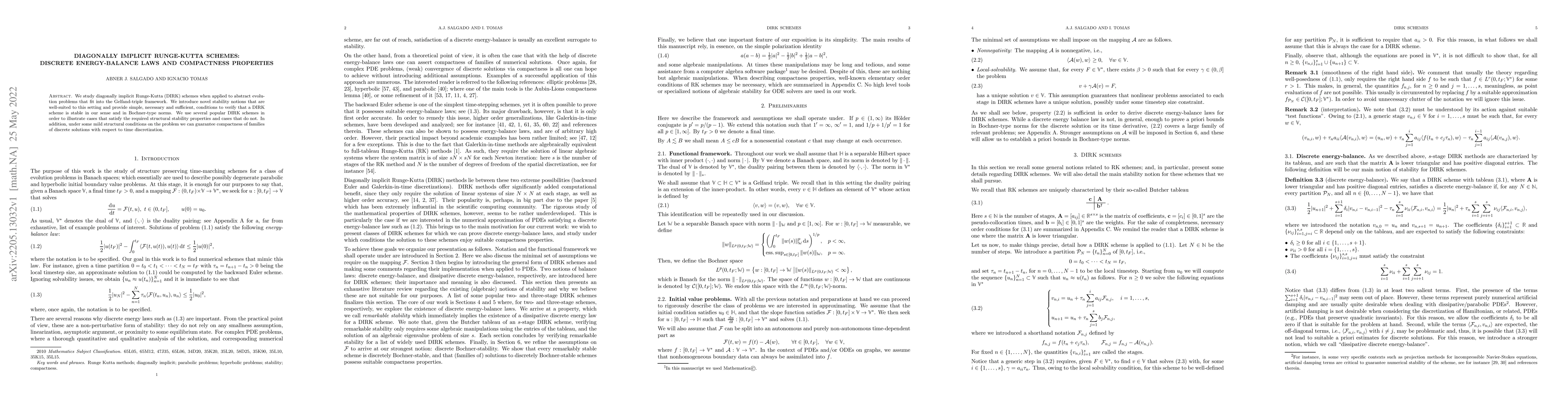 Thumbnail for Diagonally implicit Runge-Kutta schemes: Discrete energy-balance laws
  and compactness properties