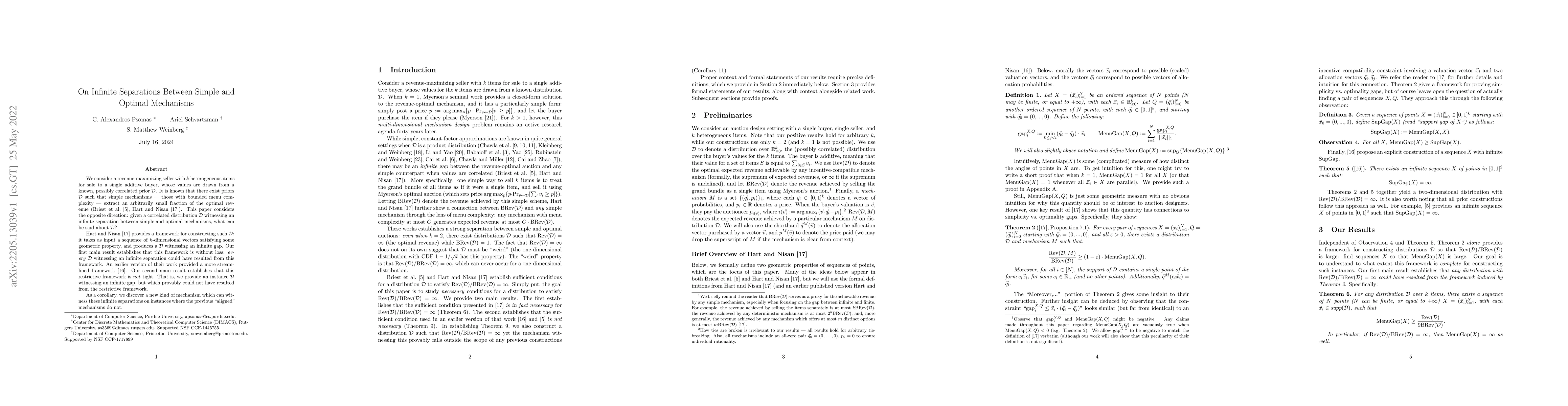 Thumbnail for On Infinite Separations Between Simple and Optimal Mechanisms