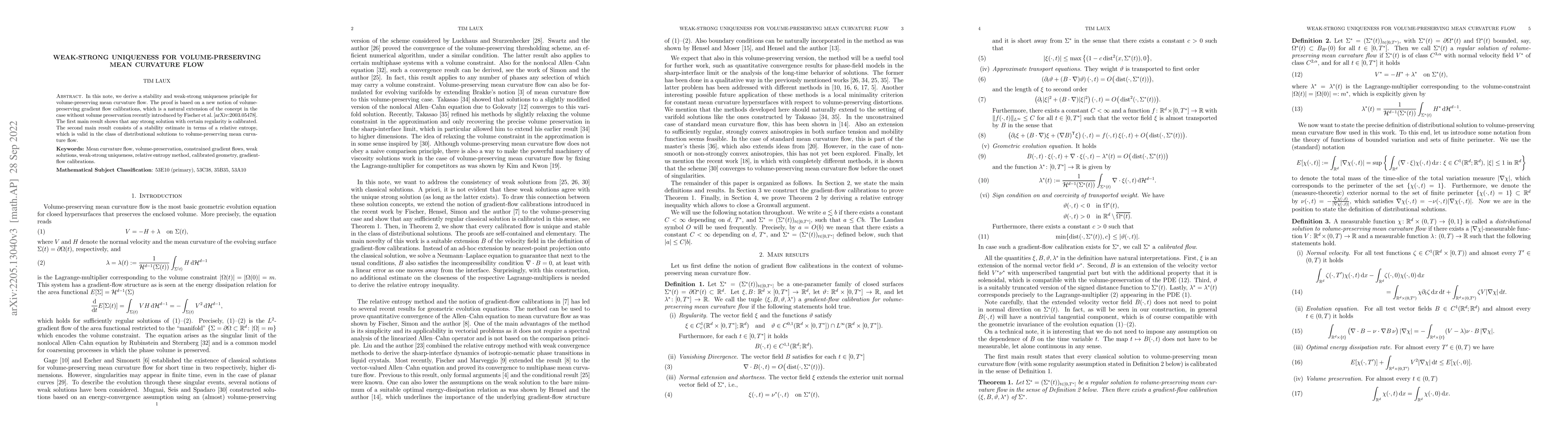 Thumbnail for Weak-strong uniqueness for volume-preserving mean curvature flow