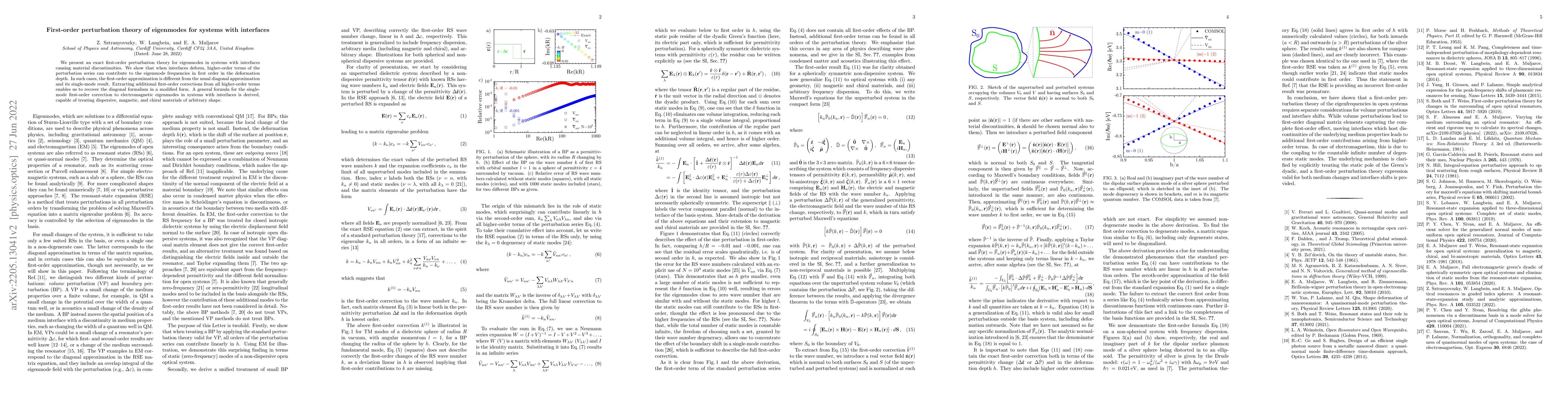 Thumbnail for First-order perturbation theory of eigenmodes for systems with
  interfaces