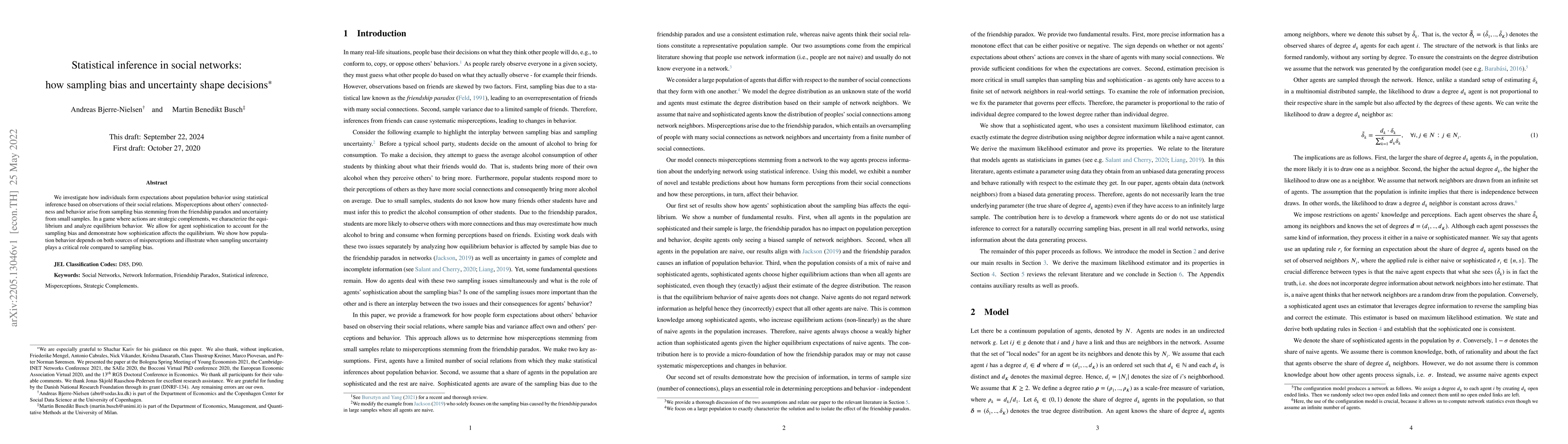 Thumbnail for Statistical inference in social networks: how sampling bias and
  uncertainty shape decisions