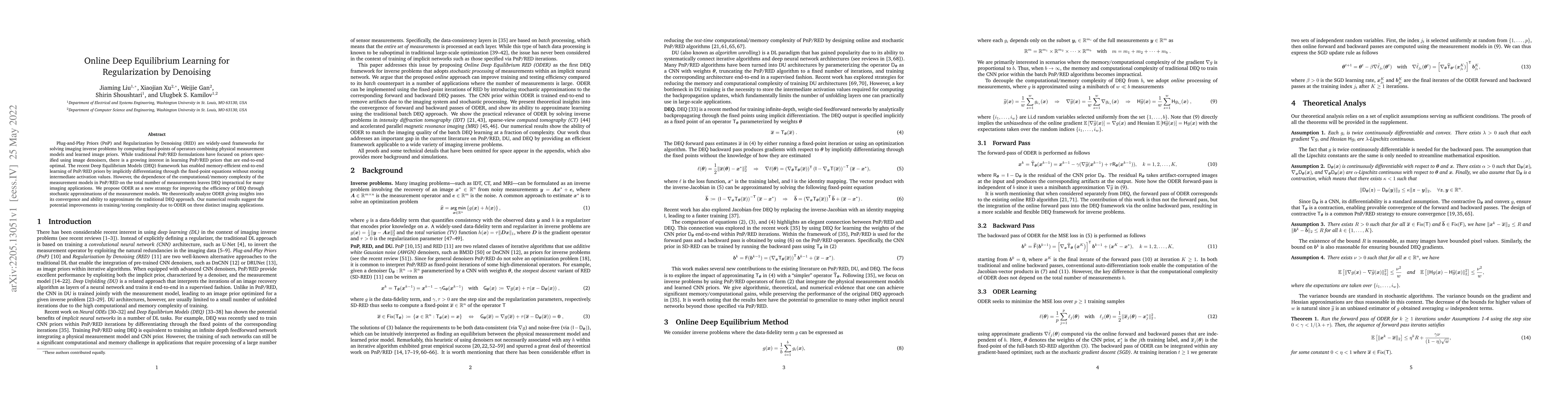 Thumbnail for Online Deep Equilibrium Learning for Regularization by Denoising