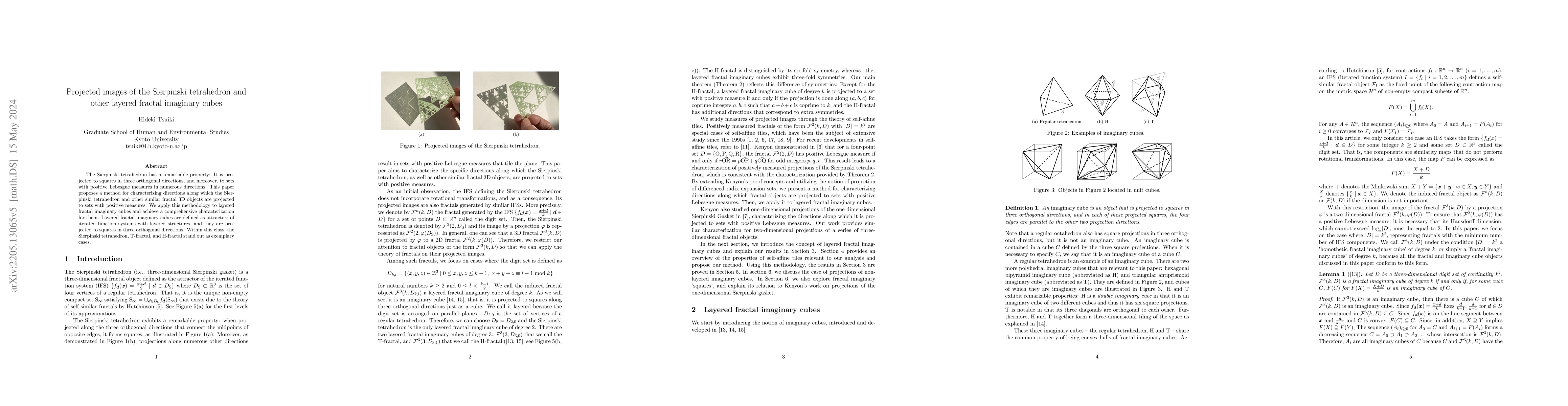 Thumbnail for Projected images of the Sierpinski tetrahedron and other layered fractal
  imaginary cubes