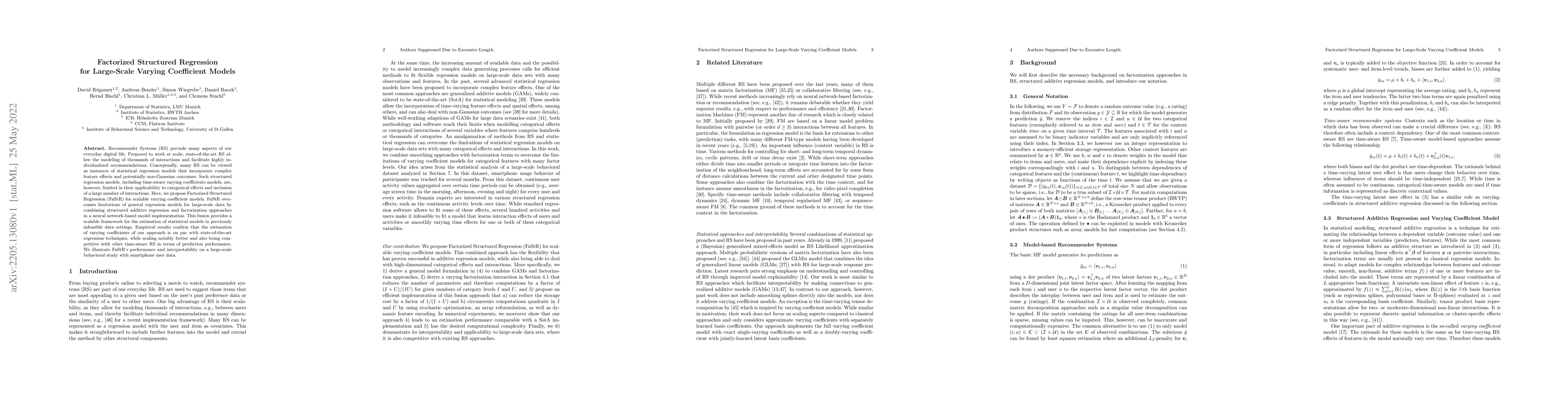 Thumbnail for Factorized Structured Regression for Large-Scale Varying Coefficient
  Models