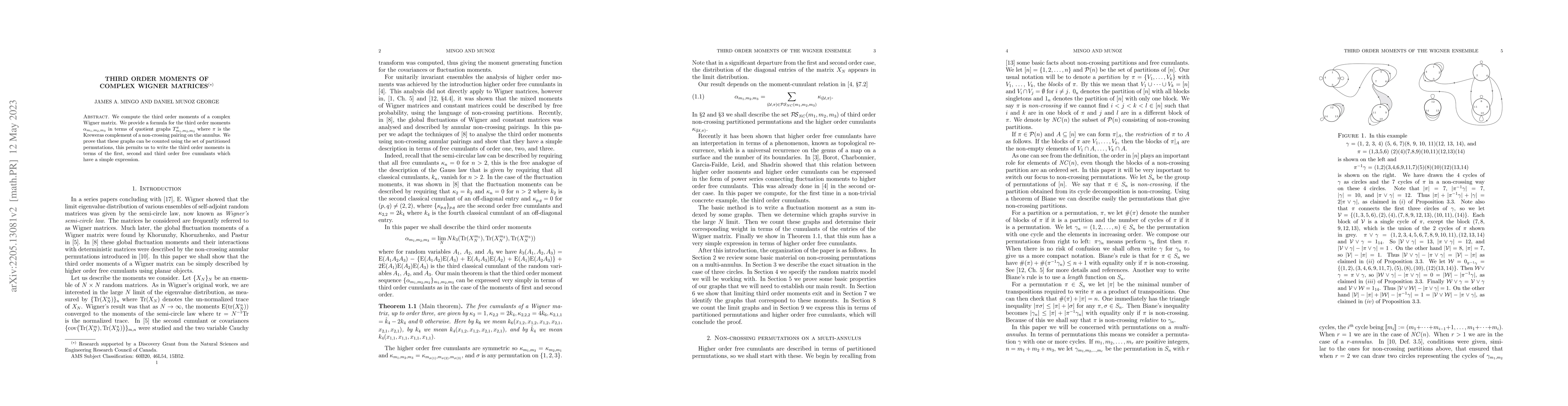 Thumbnail for Third order moments of complex Wigner matrices