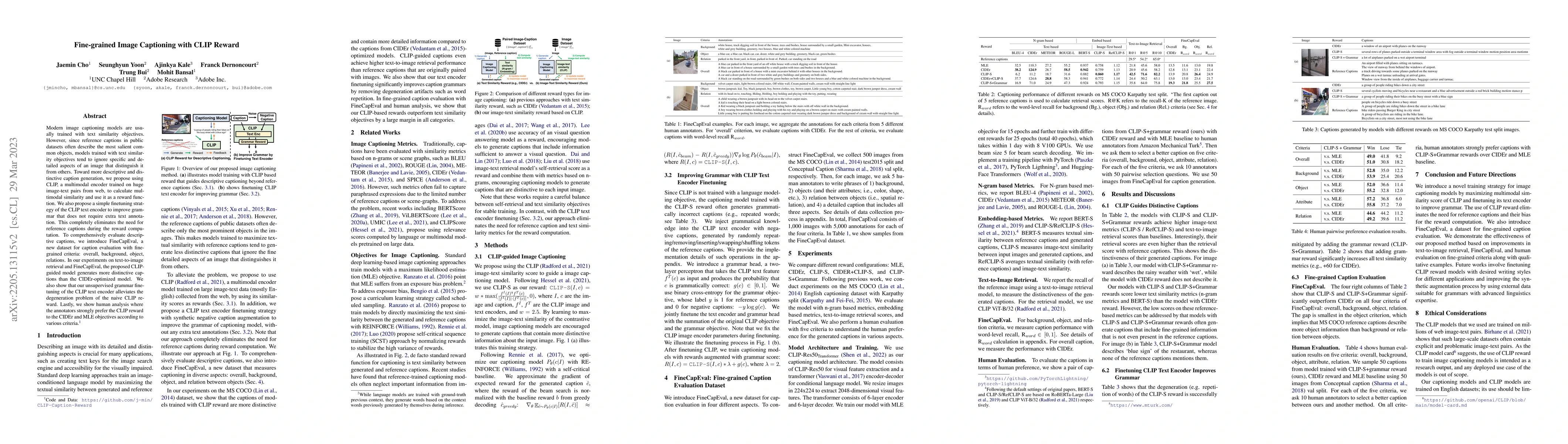 Thumbnail for Fine-grained Image Captioning with CLIP Reward