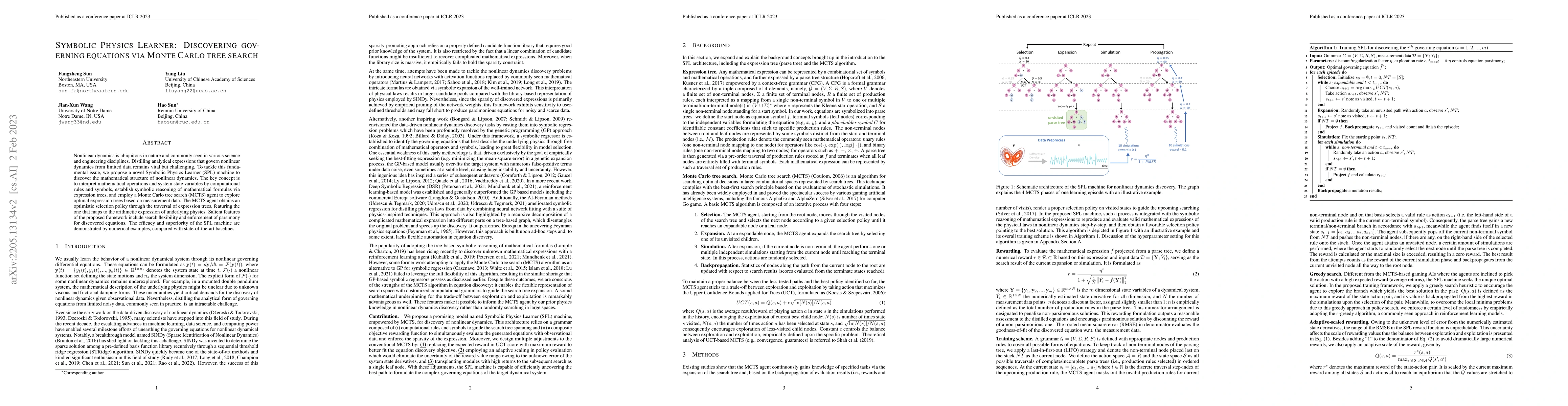 Thumbnail for Symbolic Physics Learner: Discovering governing equations via Monte
  Carlo tree search