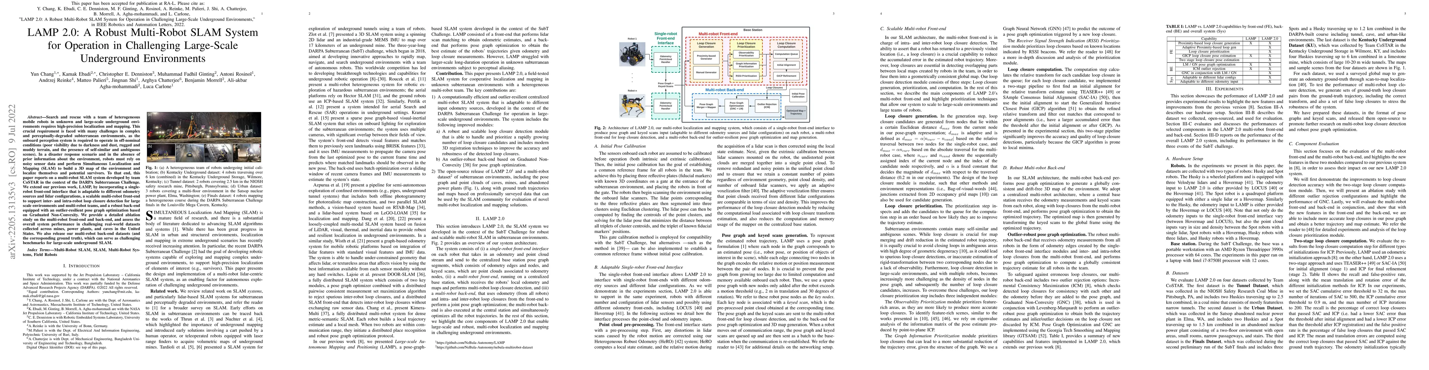Thumbnail for LAMP 2.0: A Robust Multi-Robot SLAM System for Operation in Challenging
  Large-Scale Underground Environments