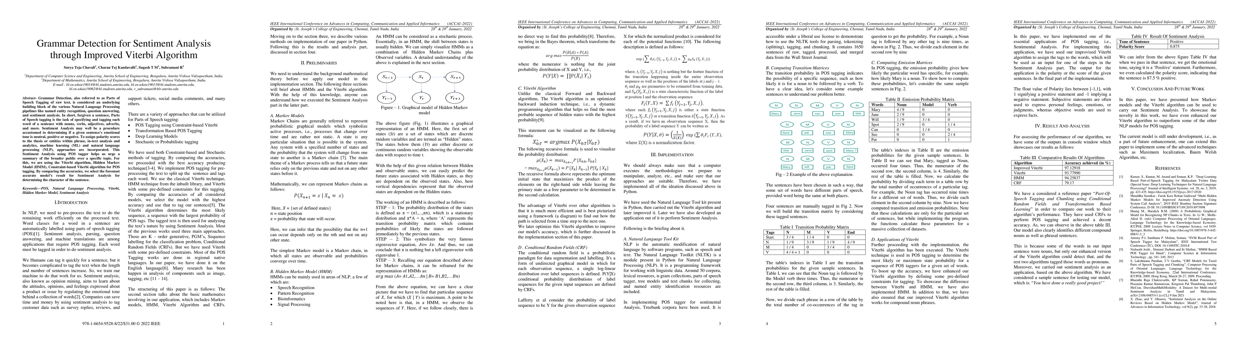 Thumbnail for Grammar Detection for Sentiment Analysis through Improved Viterbi
  Algorithm