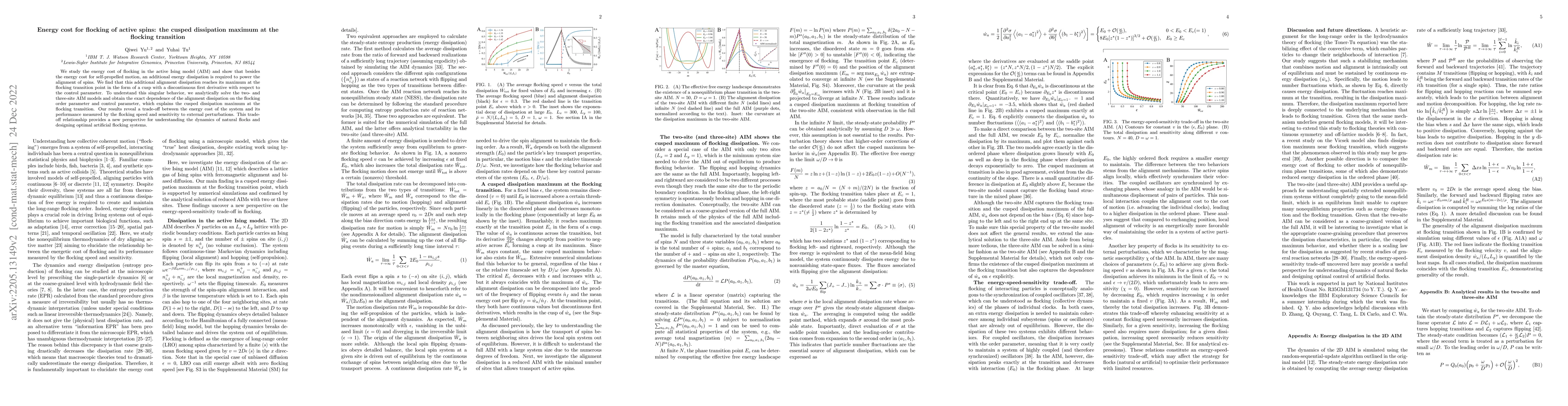Thumbnail for The energy cost for flocking of active spins: the cusped dissipation
  maximum at the flocking transition