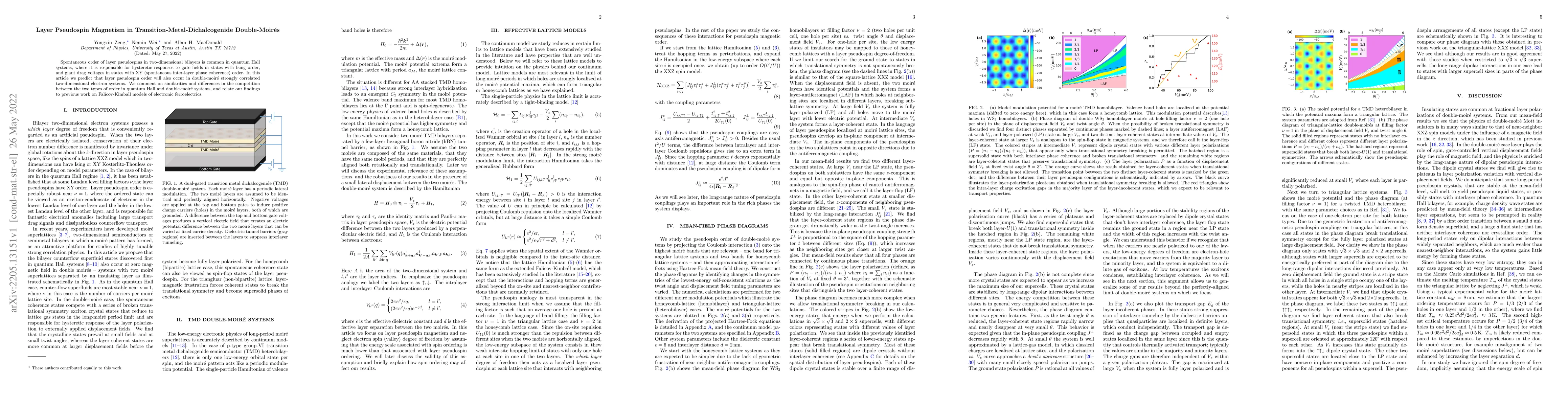 Thumbnail for Layer Pseudospin Magnetism in Transition-Metal-Dichalcogenide
  Double-Moir\'es