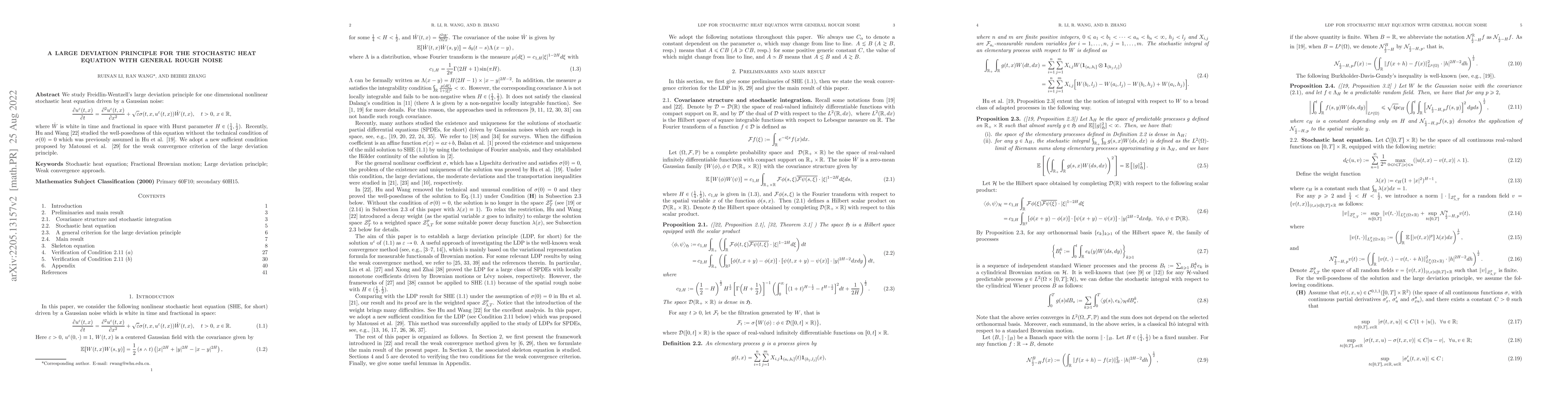 Thumbnail for A large deviation principle for the stochastic heat equation with
  general rough noise