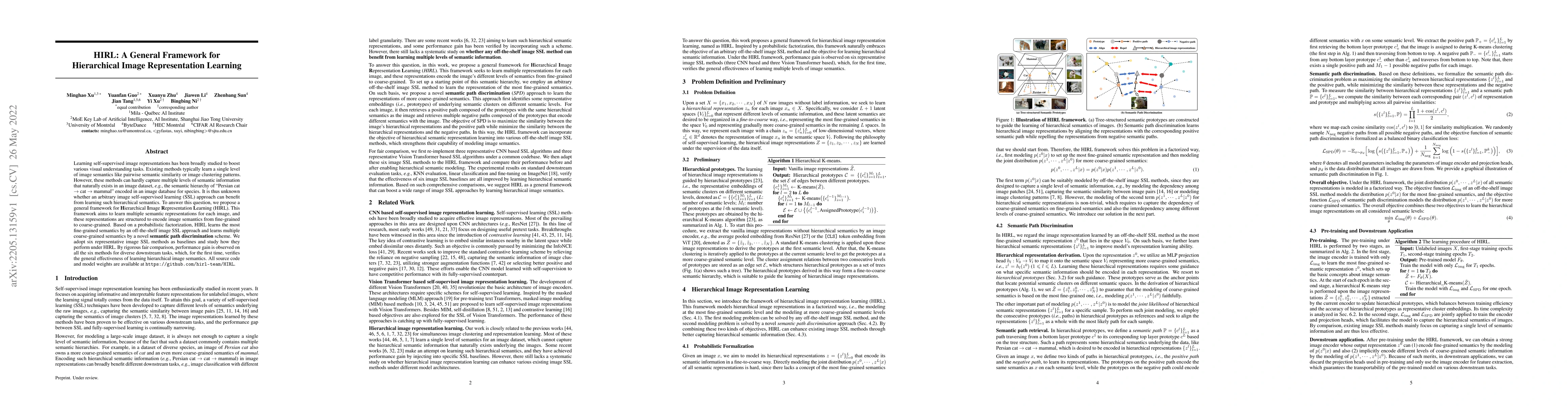 Thumbnail for HIRL: A General Framework for Hierarchical Image Representation Learning