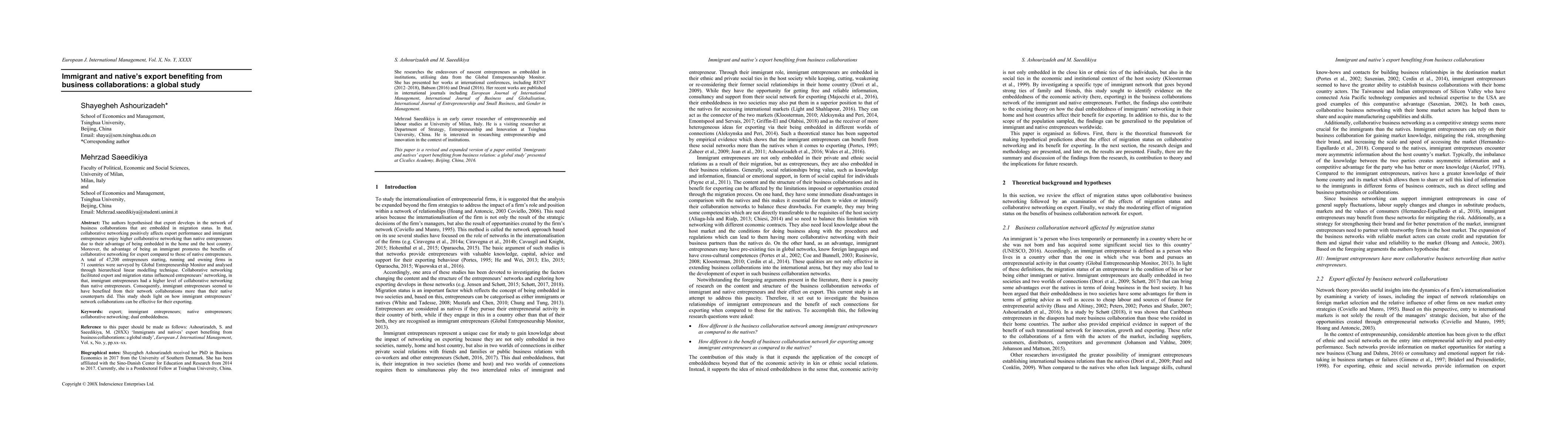 Thumbnail for Immigrant and native export benefiting from business collaborations: a
  global study