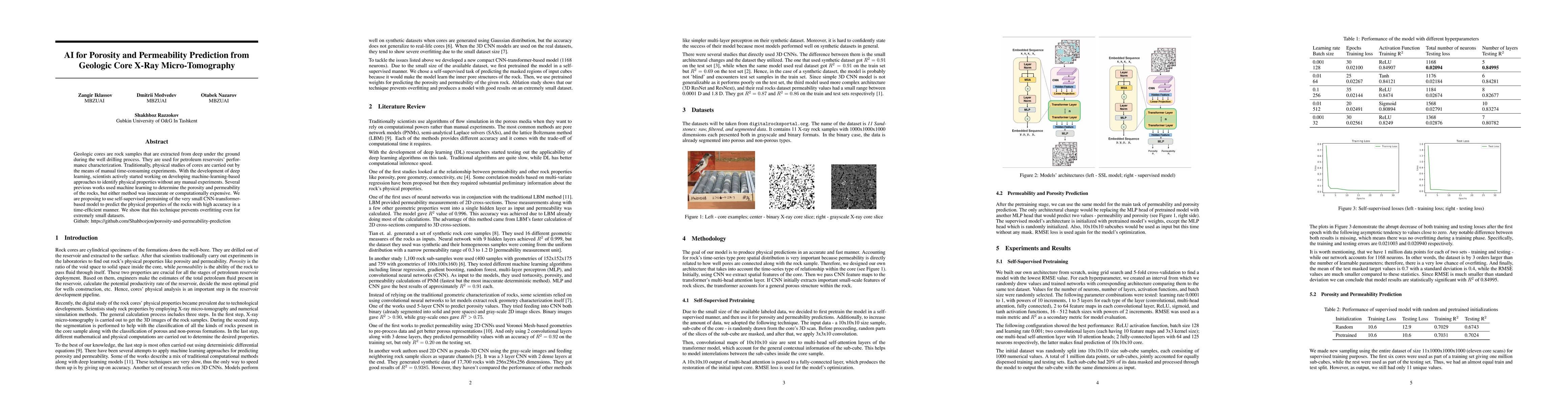 Thumbnail for AI for Porosity and Permeability Prediction from Geologic Core X-Ray
  Micro-Tomography