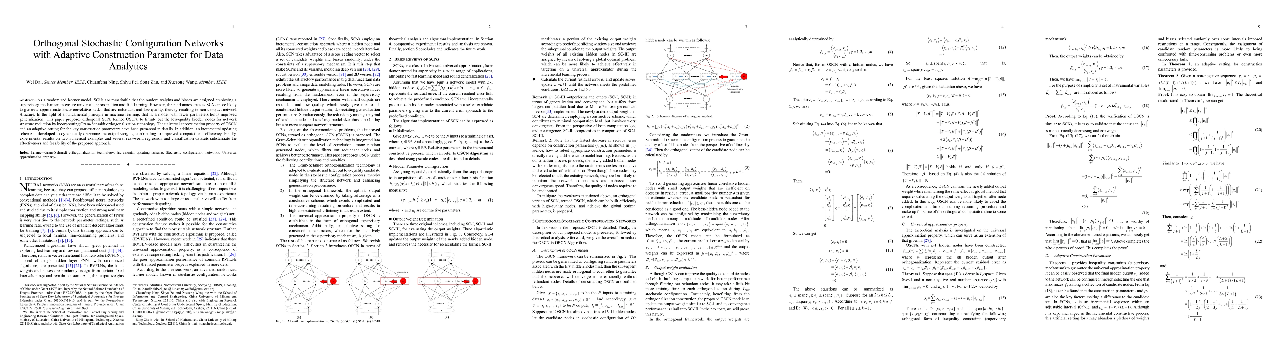 Thumbnail for Orthogonal Stochastic Configuration Networks with Adaptive Construction
  Parameter for Data Analytics