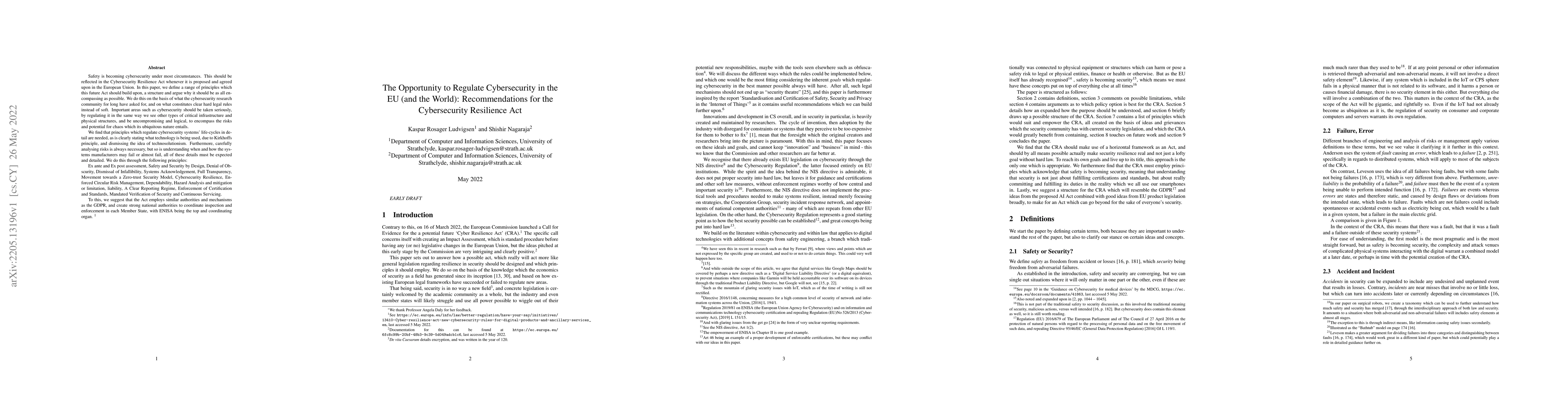 Thumbnail for The Opportunity to Regulate Cybersecurity in the EU (and the World):
  Recommendations for the Cybersecurity Resilience Act