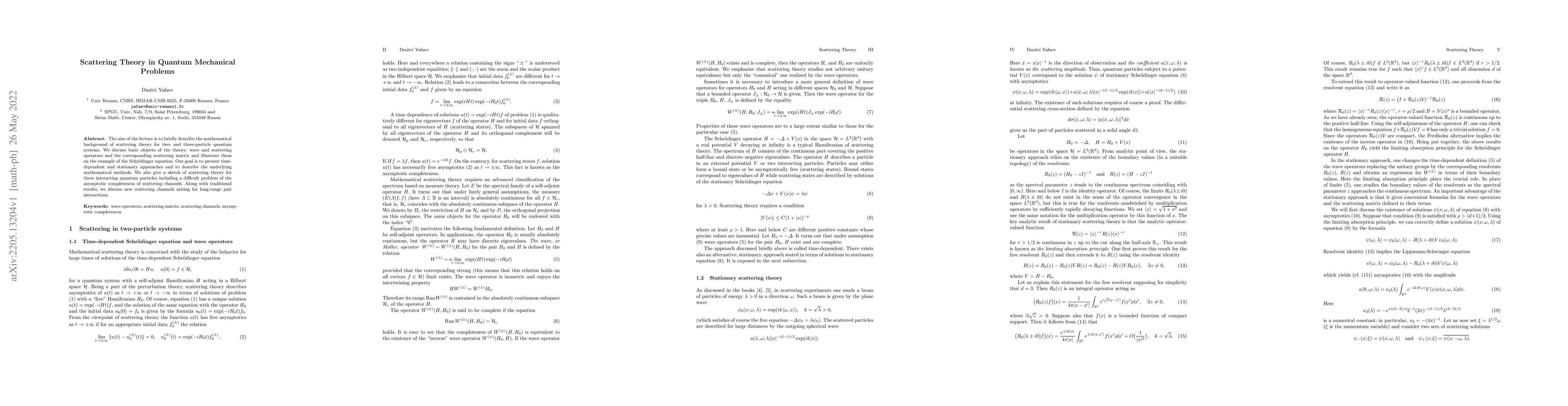 Thumbnail for Scattering Theory in Quantum Mechanical Problems