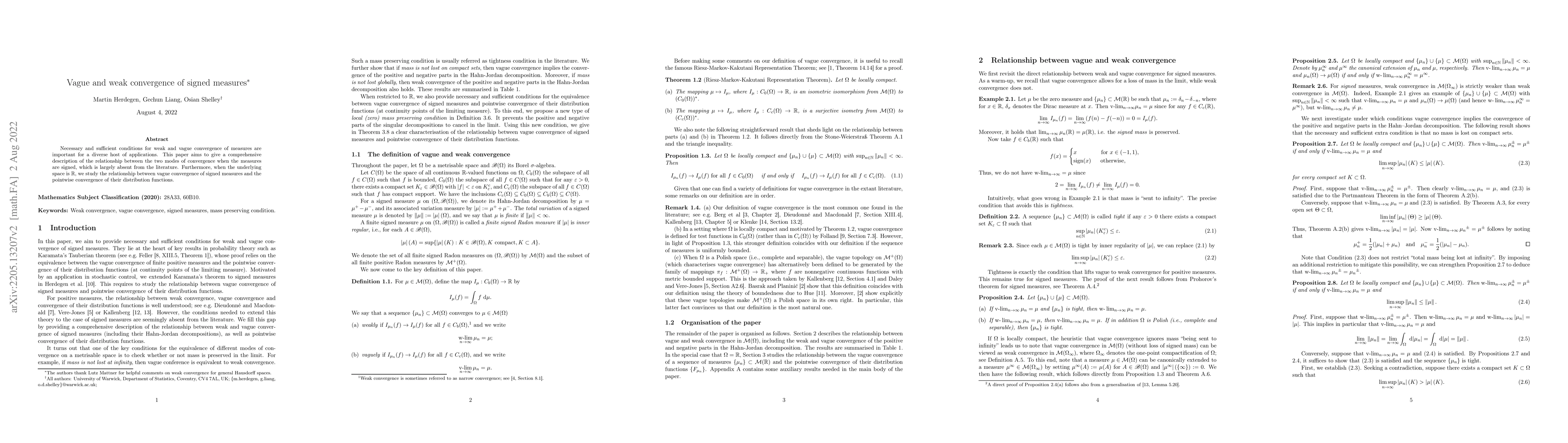 Thumbnail for Vague and weak convergence of signed measures