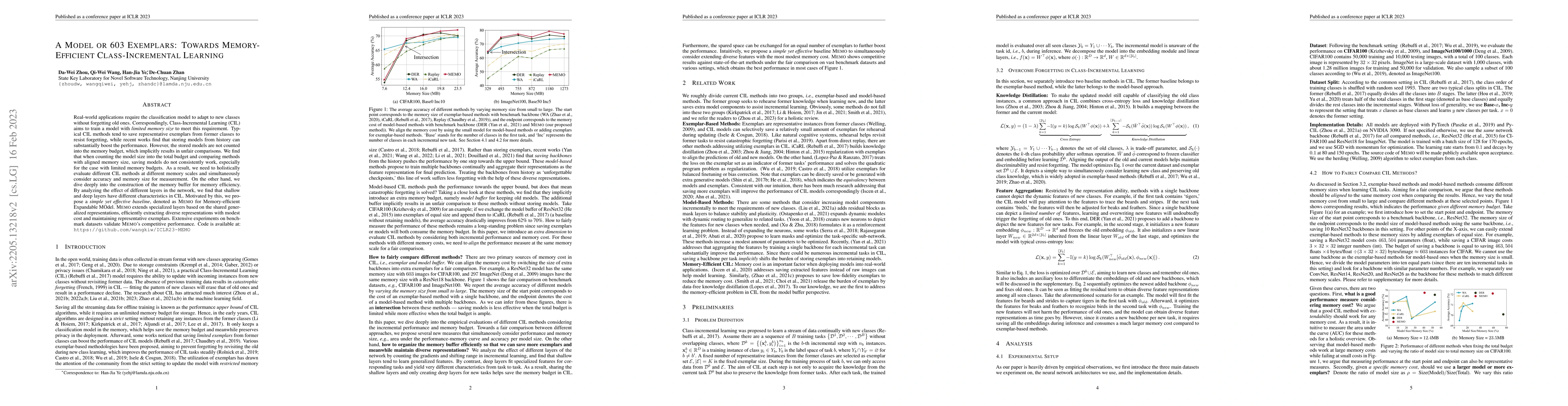 Thumbnail for A Model or 603 Exemplars: Towards Memory-Efficient Class-Incremental
  Learning