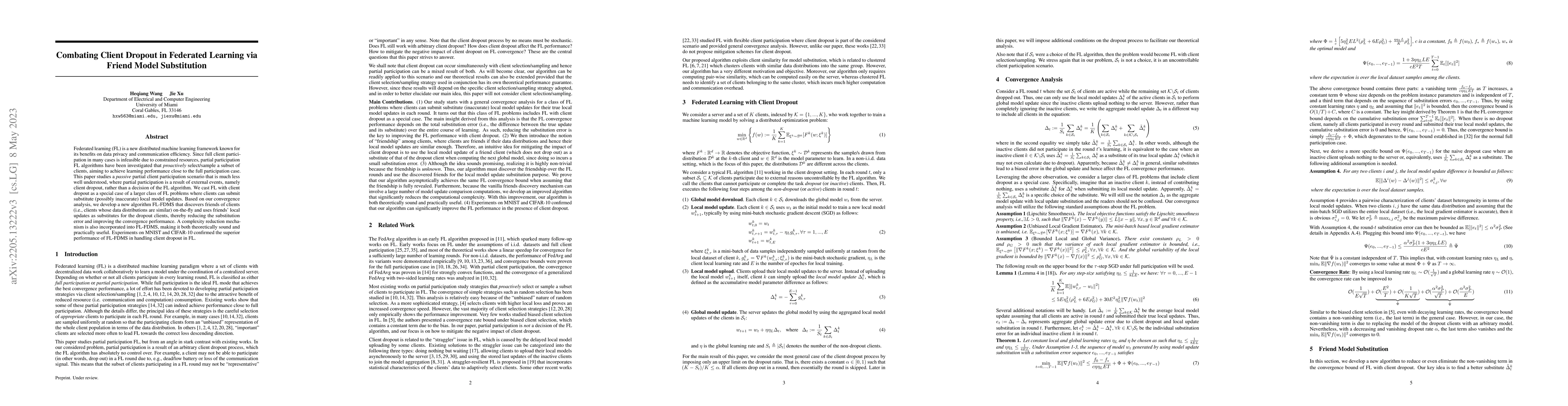 Thumbnail for Combating Client Dropout in Federated Learning via Friend Model
  Substitution