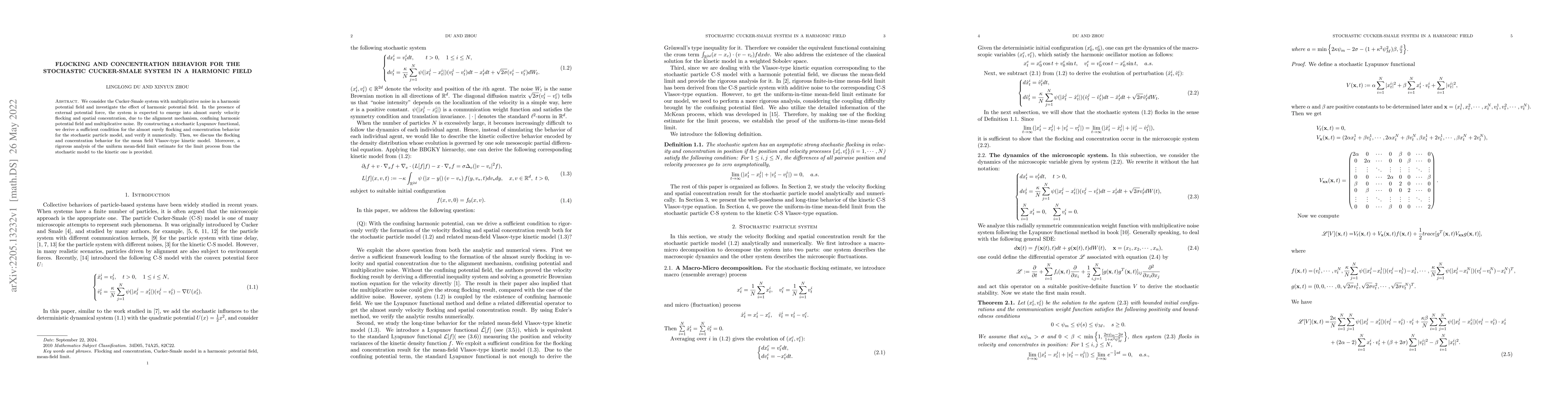 Thumbnail for Flocking and concentration behavior for the stochastic Cucker-Smale
  system in a harmonic field