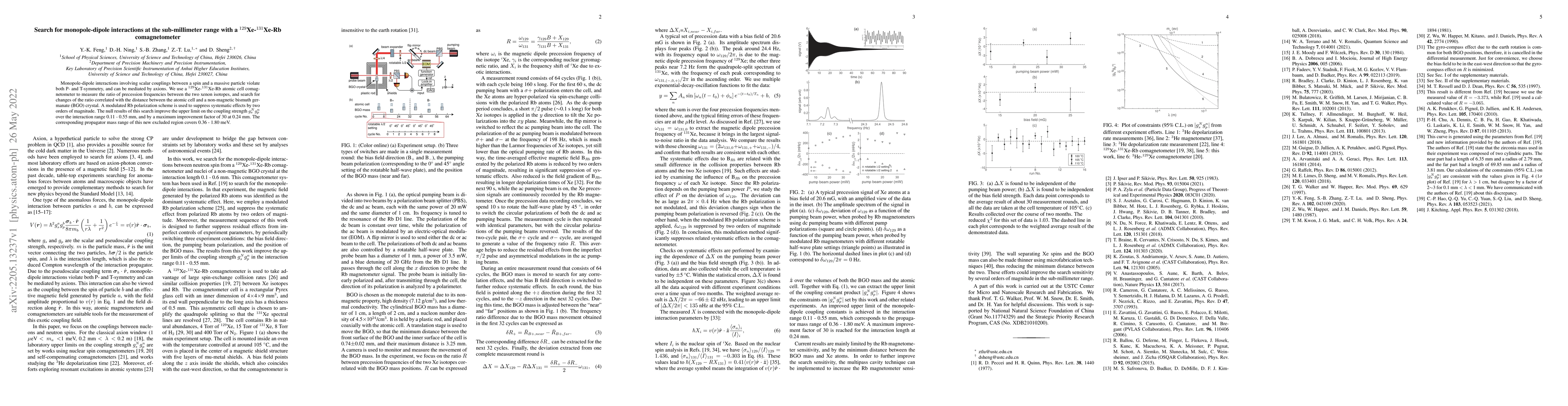 Thumbnail for Search for monopole-dipole interactions at the sub-millimeter range with
  a $^{129}$Xe-$^{131}$Xe-Rb comagnetometer
