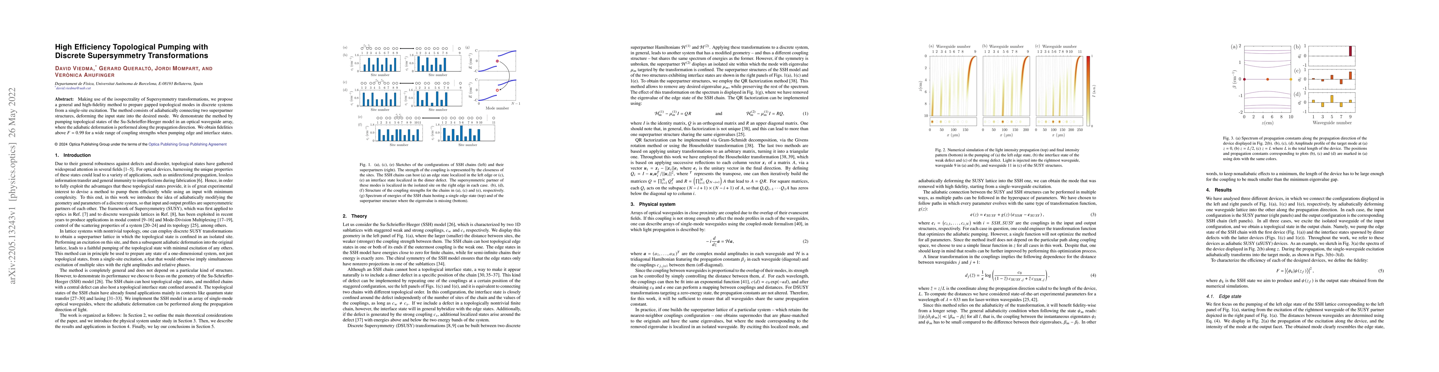 Thumbnail for High Efficiency Topological Pumping with Discrete Supersymmetry
  Transformations