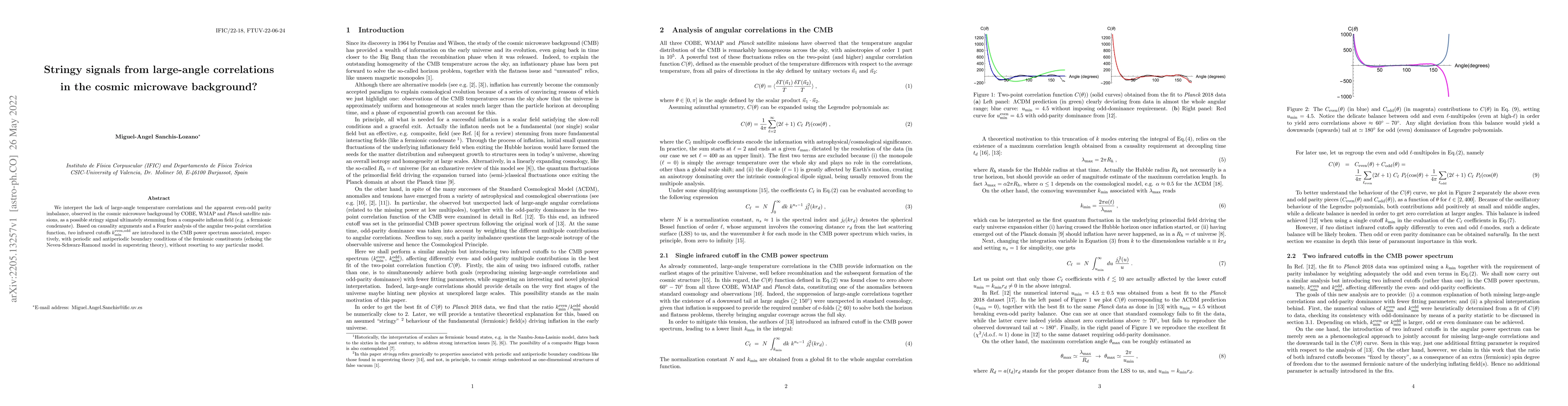 Thumbnail for Stringy signals from large-angle correlations in the cosmic microwave
  background?