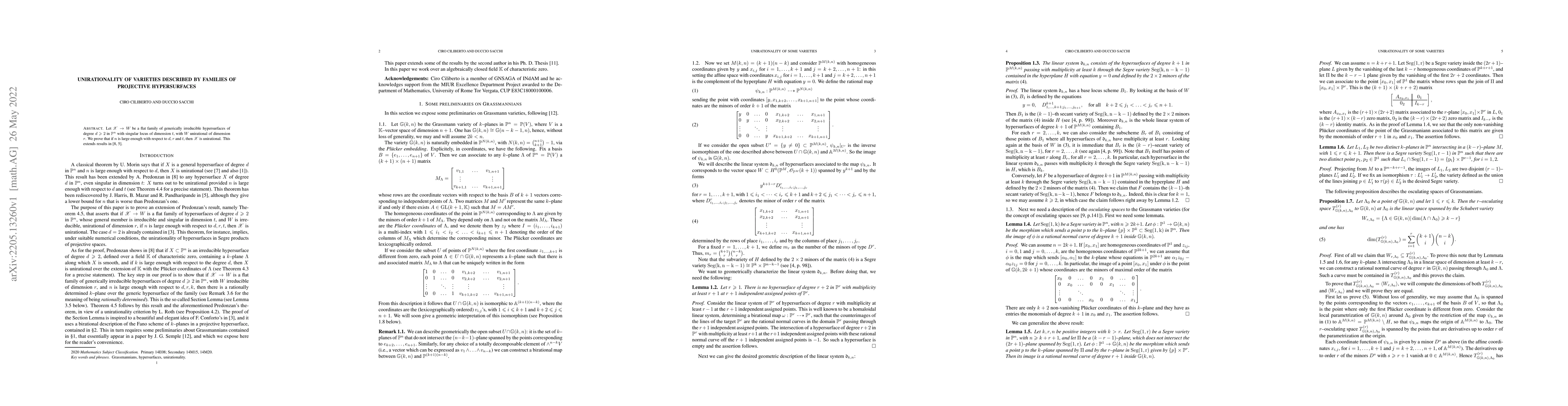 Thumbnail for Unirationality of varieties described by families of projective
  hypersurfaces