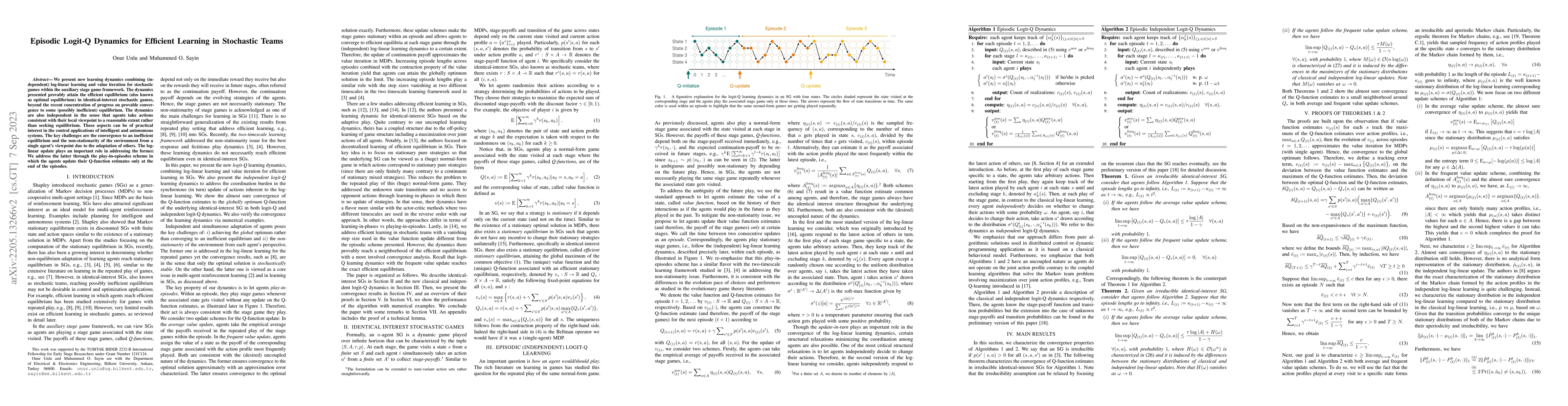 Thumbnail for Episodic Logit-Q Dynamics for Efficient Learning in Stochastic Teams