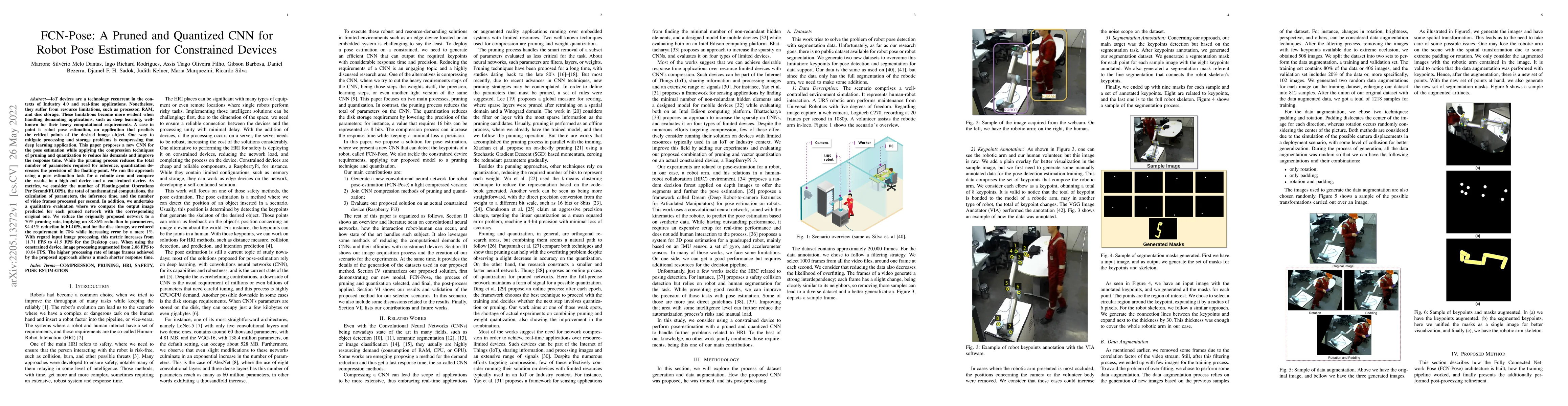 Thumbnail for FCN-Pose: A Pruned and Quantized CNN for Robot Pose Estimation for
  Constrained Devices