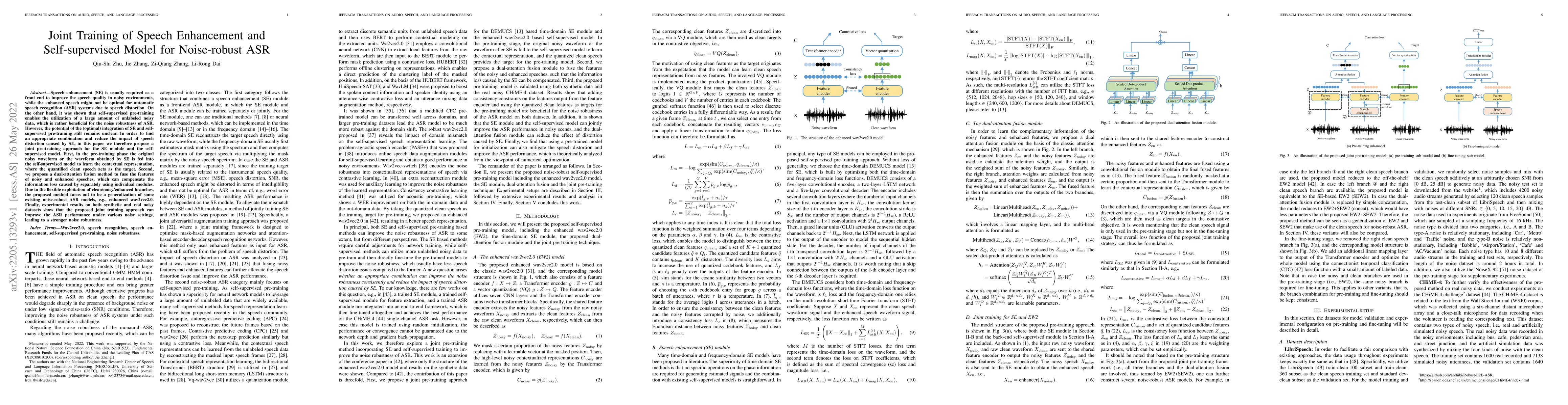 Thumbnail for Joint Training of Speech Enhancement and Self-supervised Model for
  Noise-robust ASR