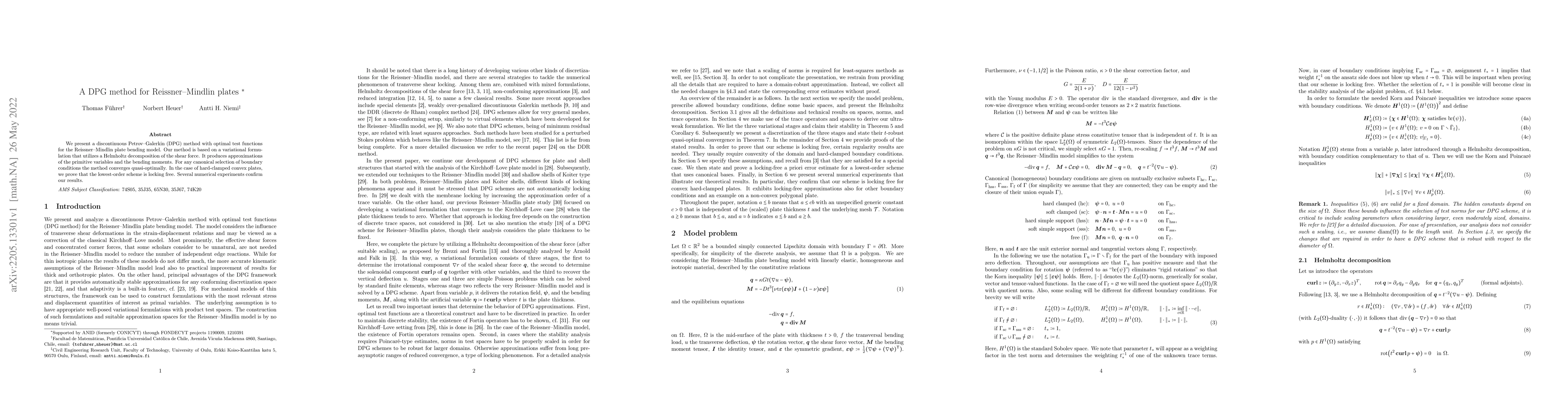 Thumbnail for A DPG method for Reissner-Mindlin plates